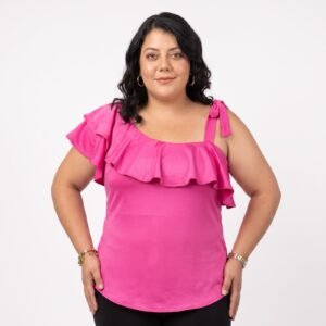 Blusa fucsia con bolero en talla extra
