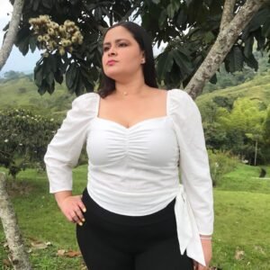 Blusa blanca amarre cintura plus size