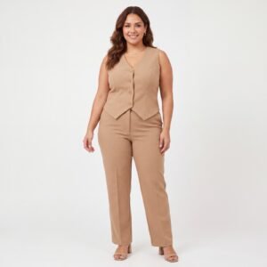 Conjunto beige de chaleco belfem